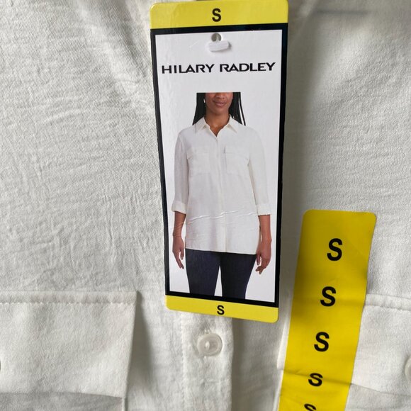 HILARY RADLEY women Ivory Button Up Collared Shirt Long Sleeve Lightweight - Picture 7 of 12